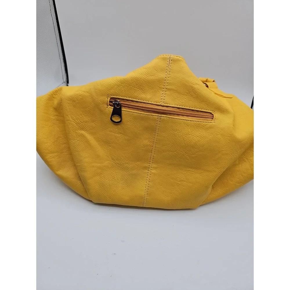 Dandelion Yellow Hobo Shoulder Bag Large Slouch Purse Silver Tone Hardware